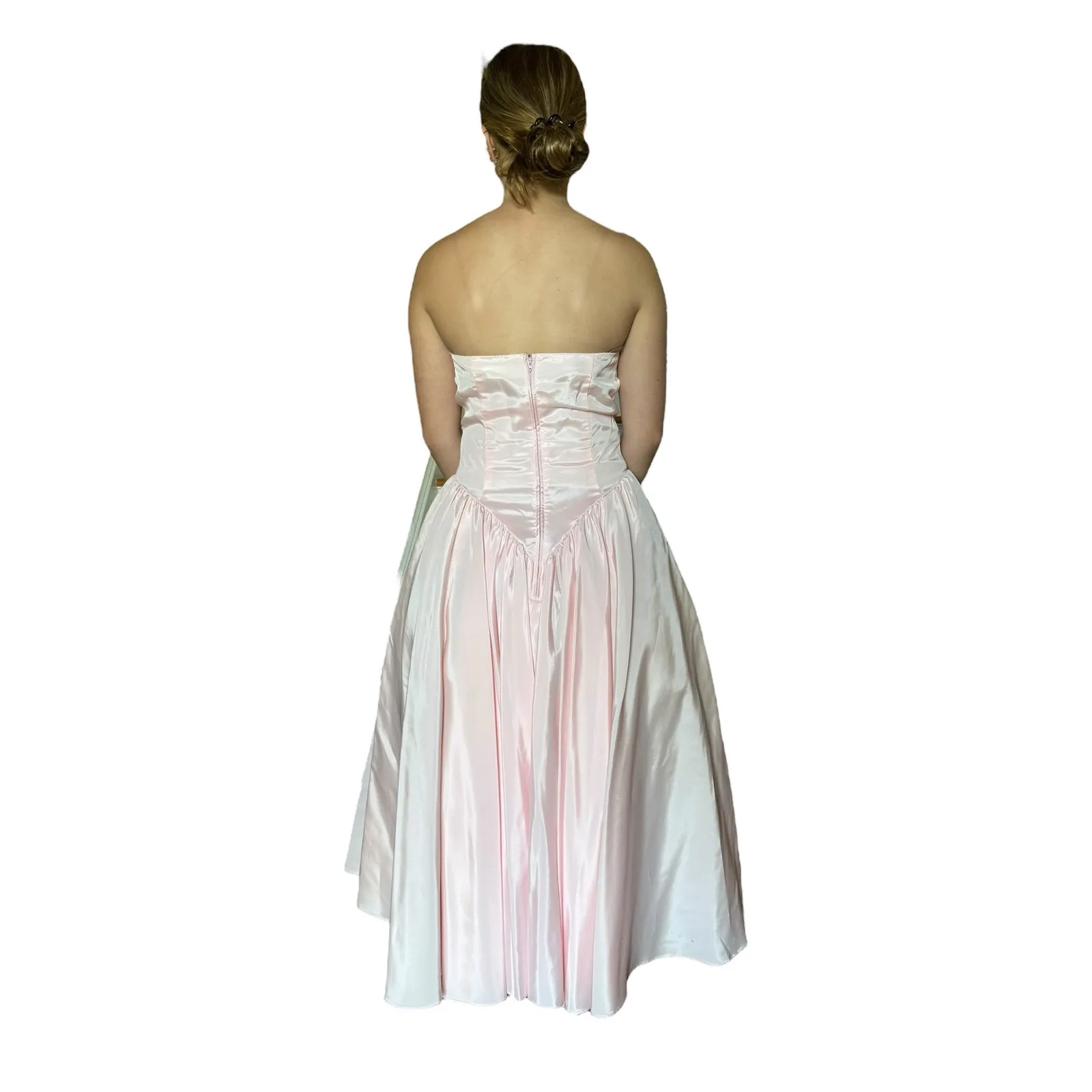 1980s ZUM ZUM Pink Strapless Beaded Sweetheart Prom Dress – ILGWU USA small - Image 9