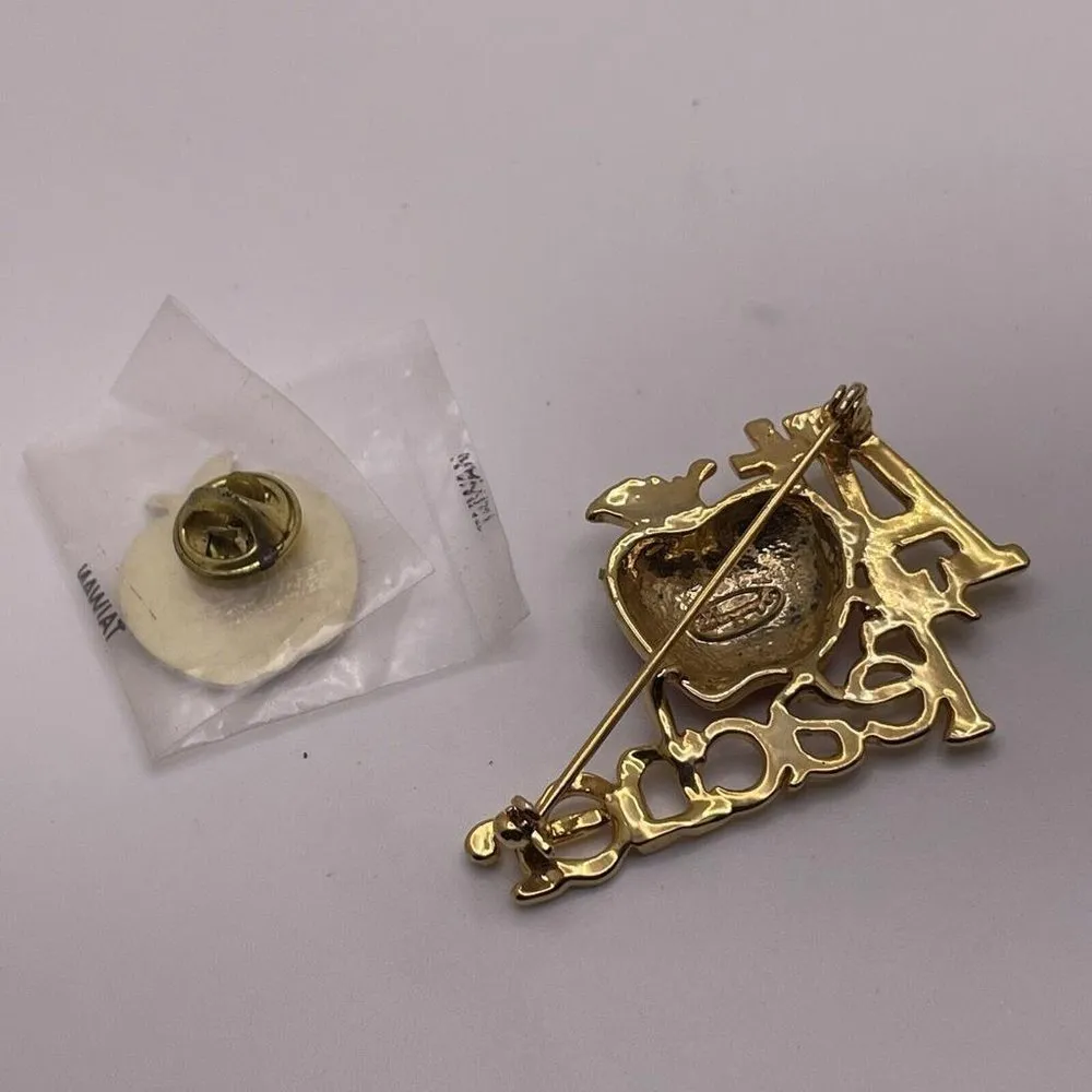 Lot Of 2 Women’s Gold Tone Teaching / Teacher / Teach Pin Brooch - Image 6