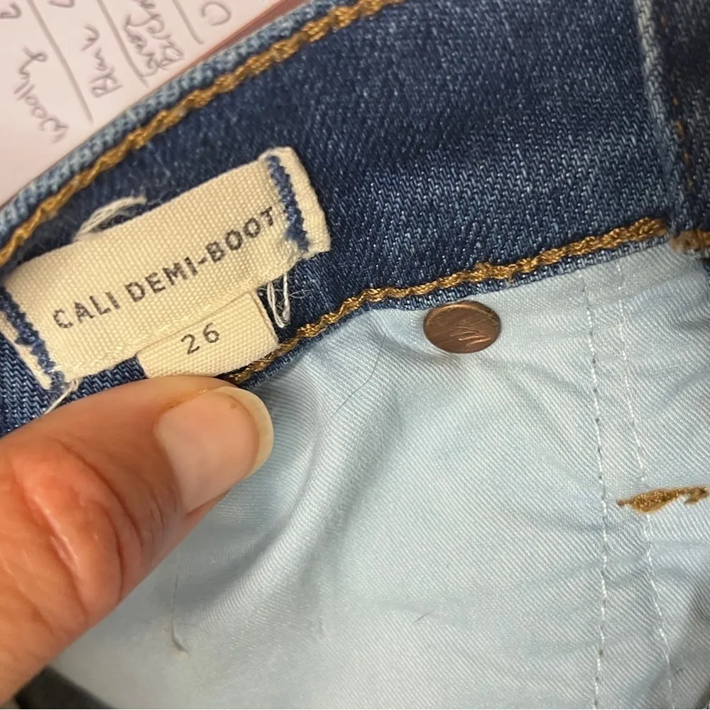 Madewell Cali Demi Boot Notch Split Back Raw Hem Jeans Sz 26 - Image 5