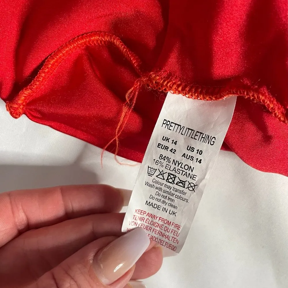 PrettyLittleThing Shape Red Cut Out Front Halterneck Swimsuit - Image 3