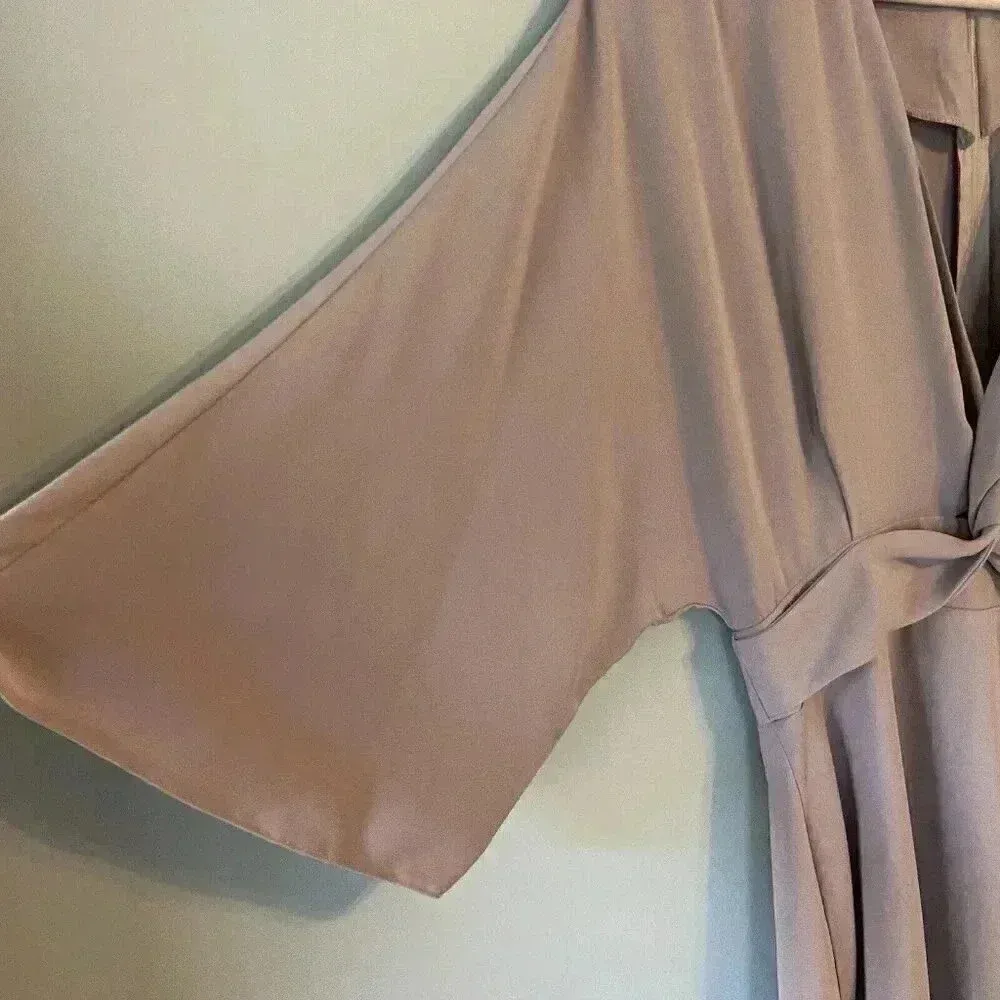 Asos Dress Woman's‎ Size 4 Dusty Rose Bat Wing 3/4 Sleeve V-Neck Knee Length - Image 4