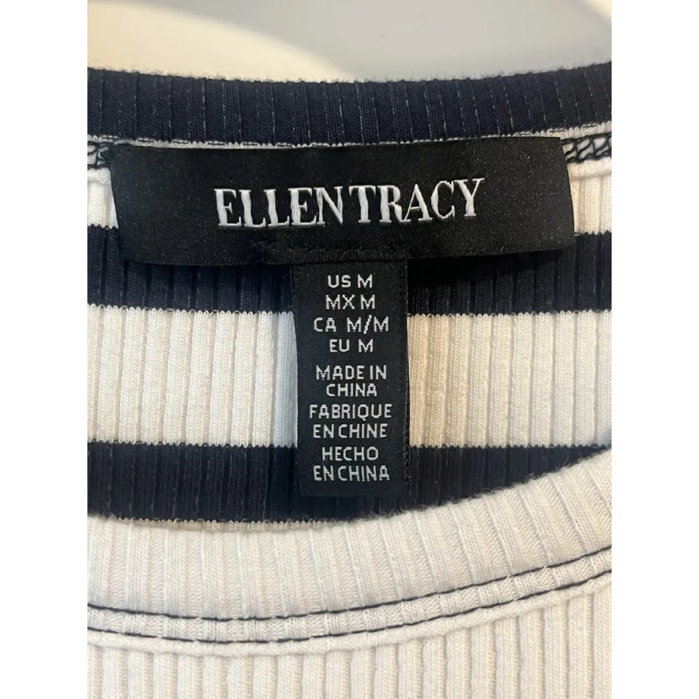 Ellen Tracy Tank Dress Womens Size M Blue White Striped Maxi Tiered Round Neck - Image 4