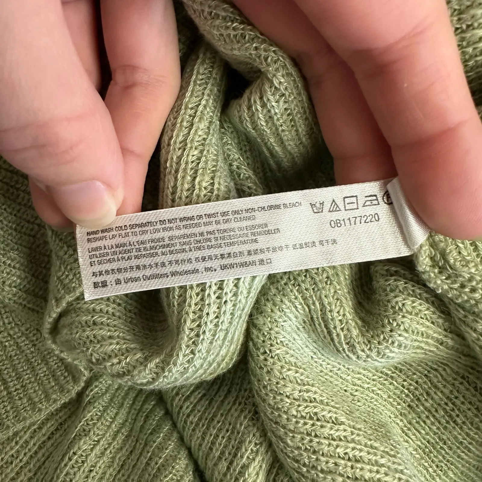 FP Beach by Free People Sage‎ Green Waffle Knit Mock Neck Sweater Size M - Image 7