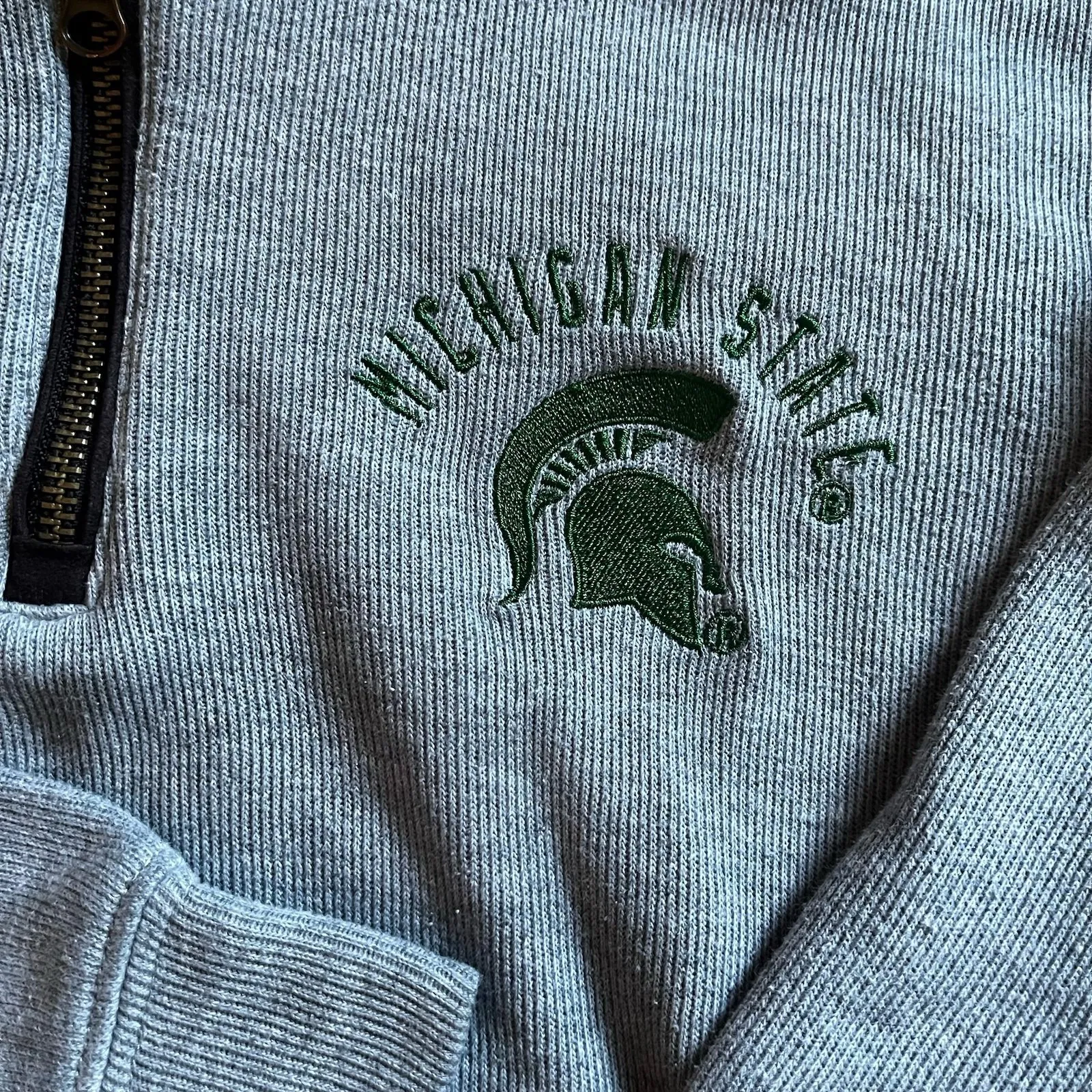 Champion Michigan State Spartans Men Small Gray 1/4 Zip Pullover Sweatshirt NCAA - Image 10