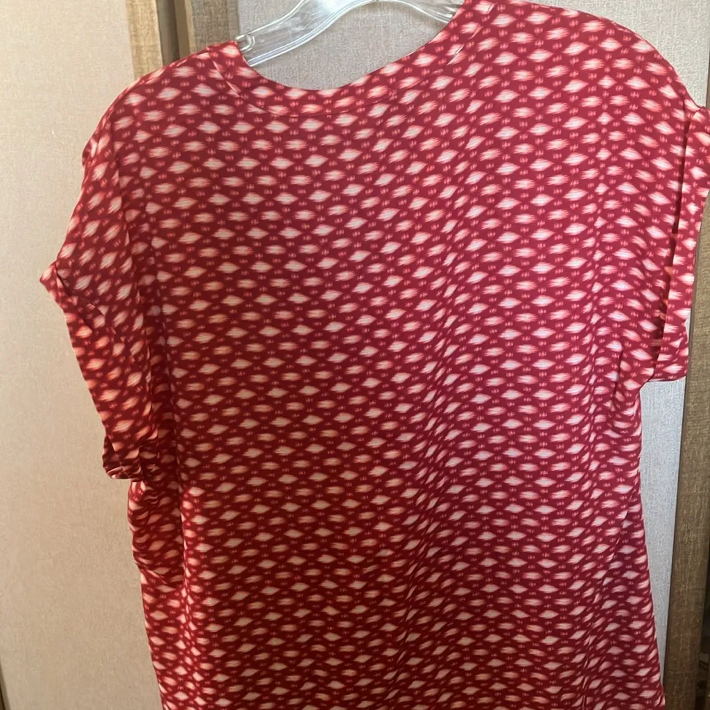 FINAL MARKDOWN Pleione Red and White short Sleeve Blouse medium - Image 6