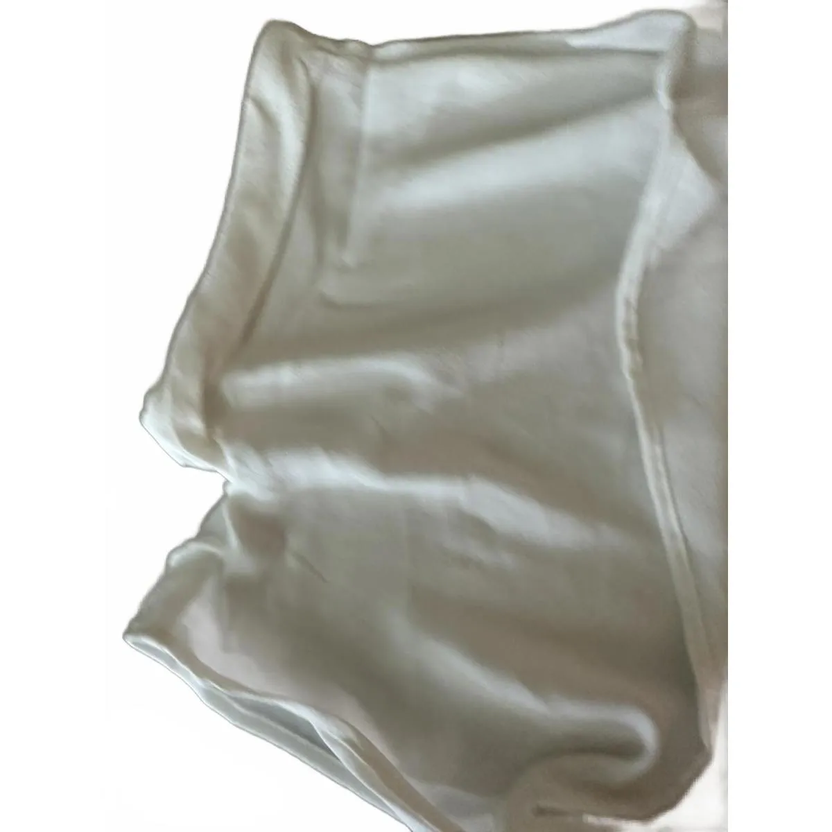 Tie Front Crop Blouse Collar Swim Cover Up Off White Small - Image 4