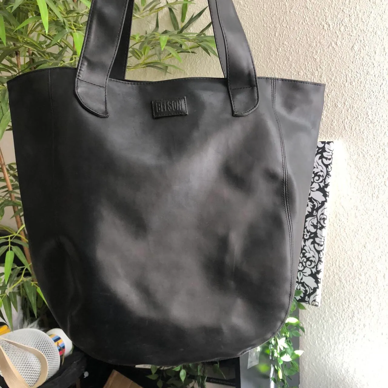 Belson large tote shoulder Bag Purse Black - Image 3
