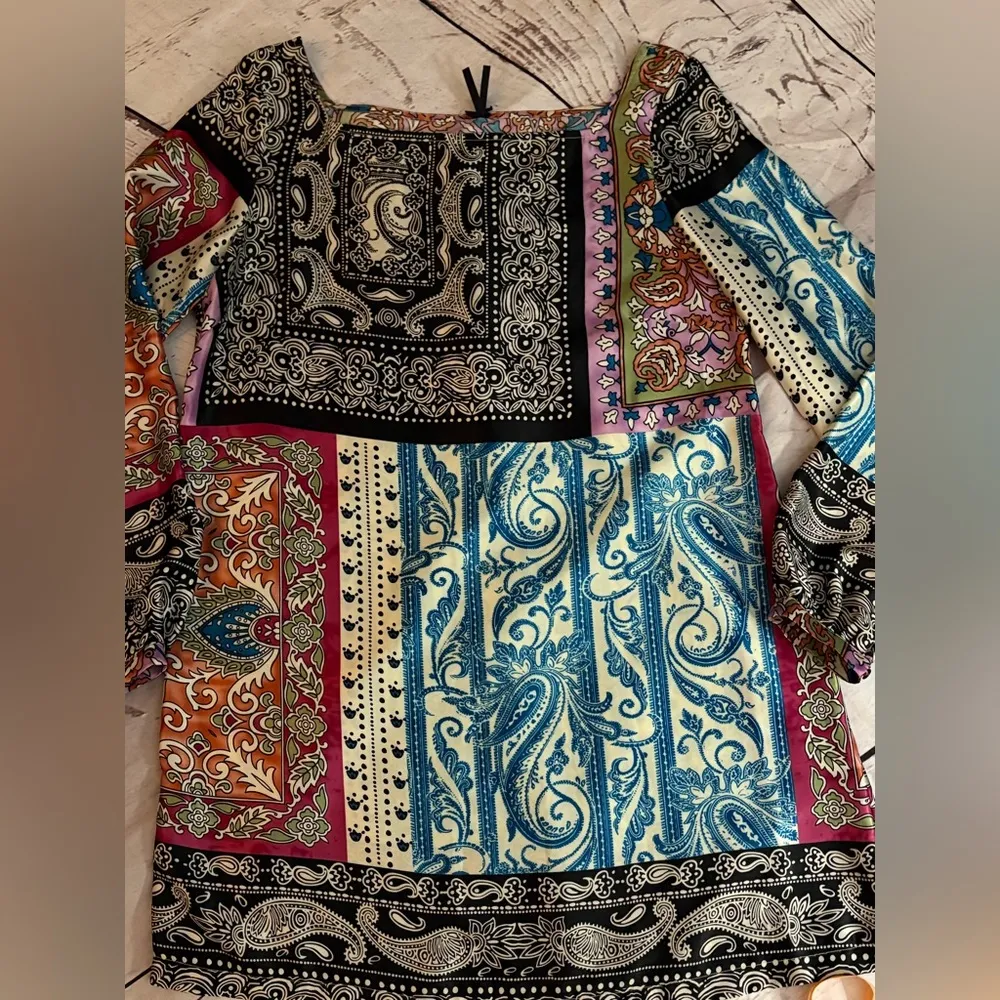 LAPIS SMALL Colorful Paisley and Floral Long Sleeve Dress - Image 4