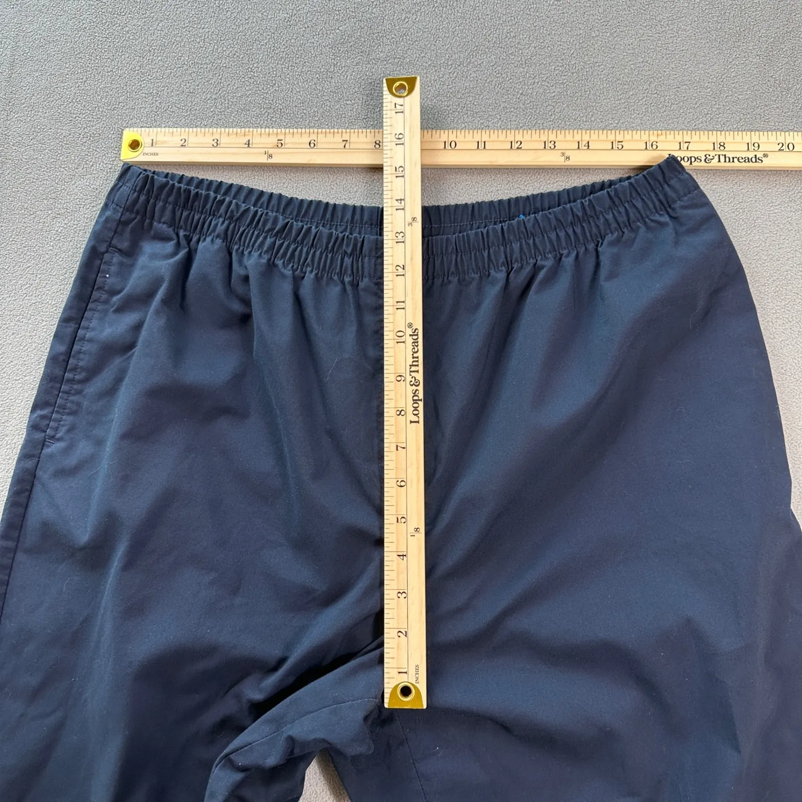 Karen Scott Sport Pants 16 Short Women Navy Blue High Rise Elastic Waist Cropped Size undefined - Image 4