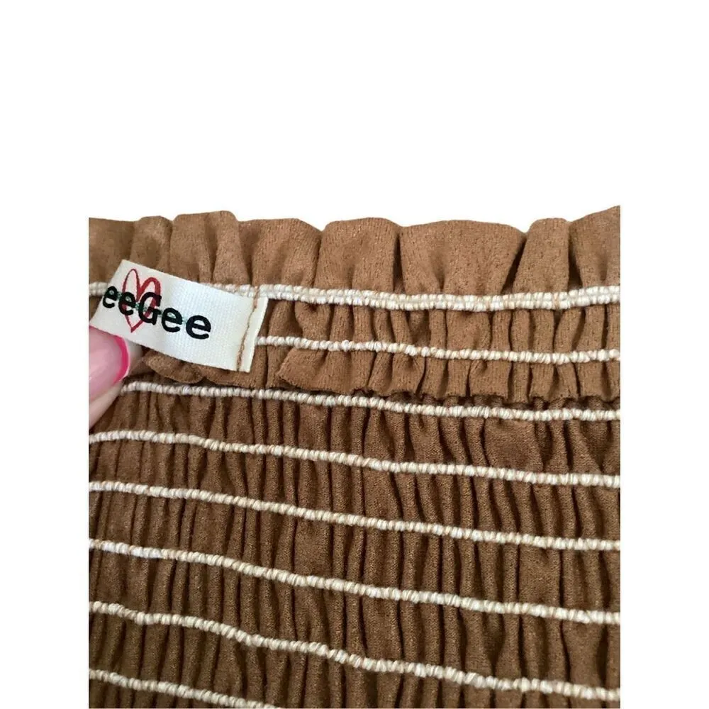 GeeGee Faux Leather Boho Skirt Bohemian Hippie Brown Size M - Image 5