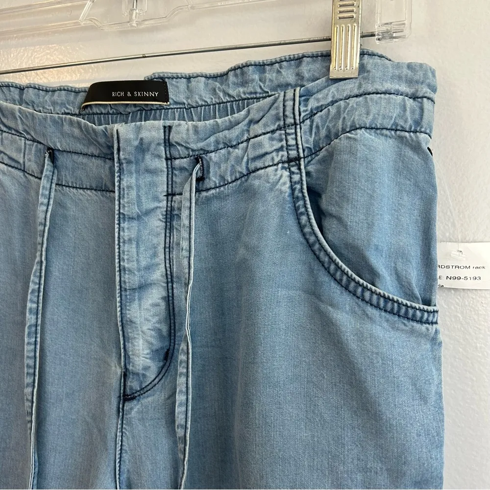 NWT Rich & Skinny Lightweight Denim Tie Front Cuffed Button Fly Pants Size XS - Image 4