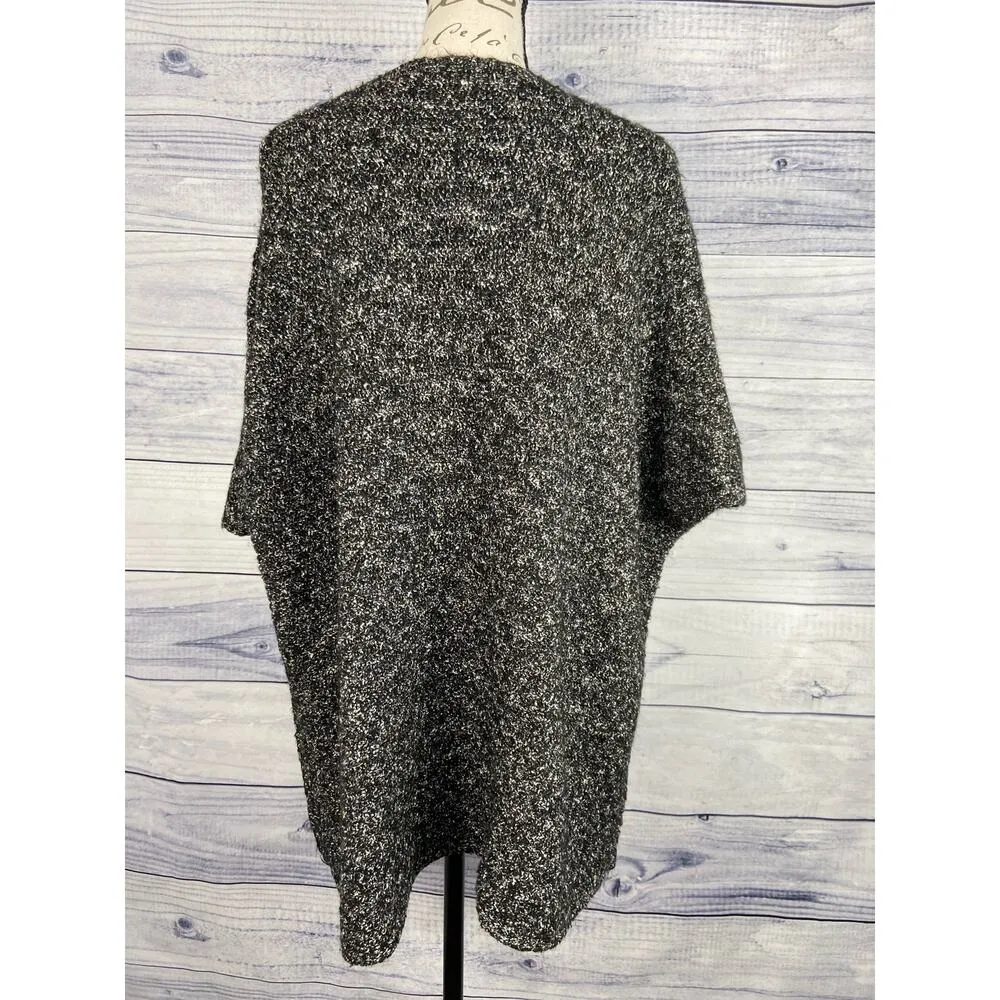JM Collection Marled Knit Sweater Women 0X Boat Neck Pocket Relaxed Boxy Black - Image 3