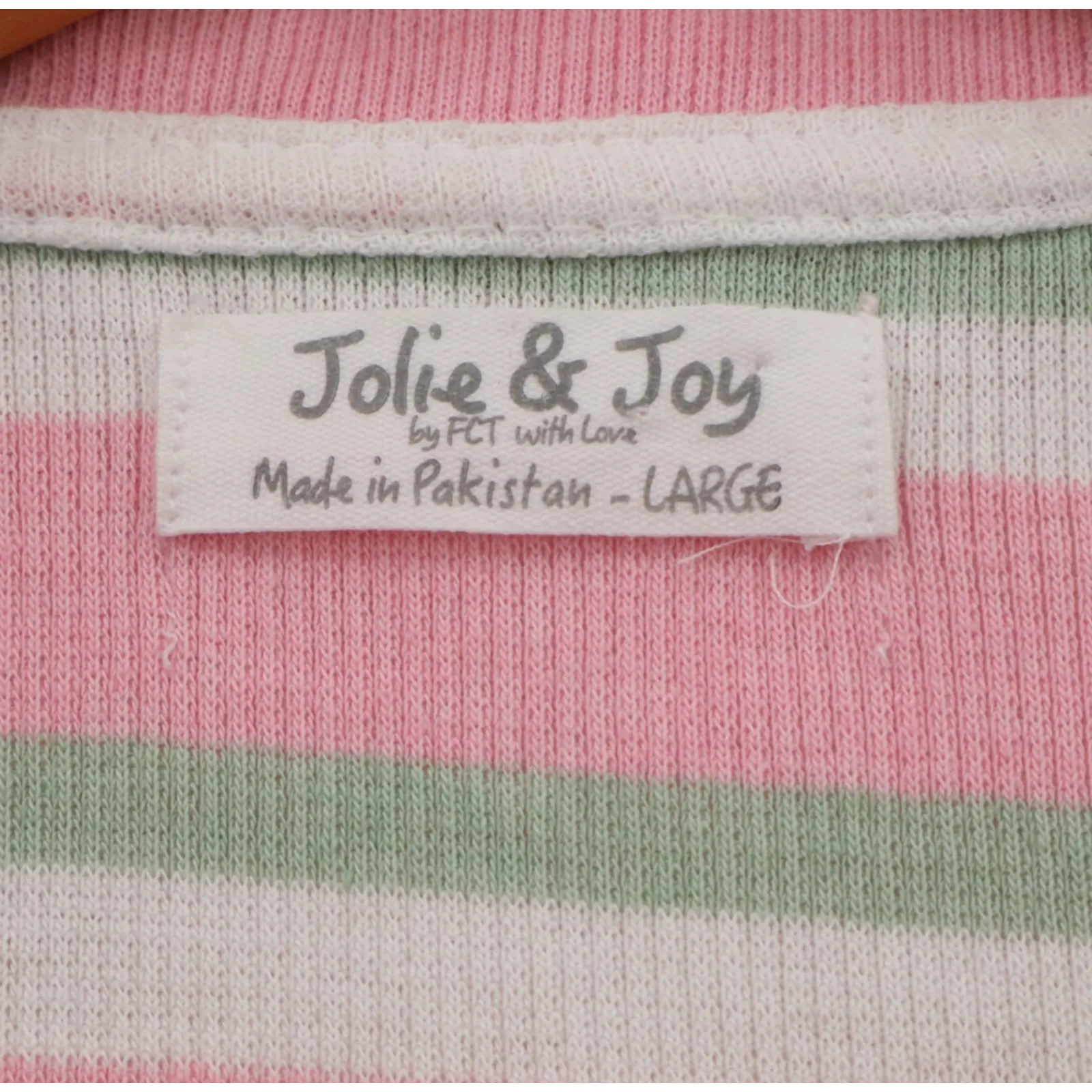 Y2K Preppy‎ Polo Crop Top Pink Green Striped Ribbed 90s Soft Girl Pastel Size L Size L - Image 2