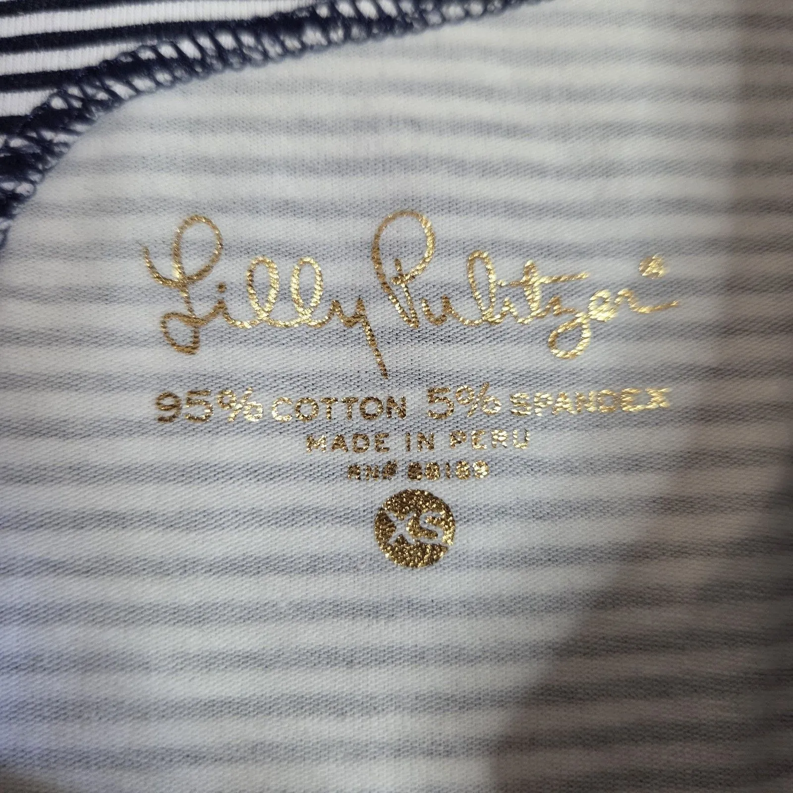 Lilly Pulitzer True Navy Bayside Stripe Waverly Blouse Sz X Small Beach Coastal - Image 6