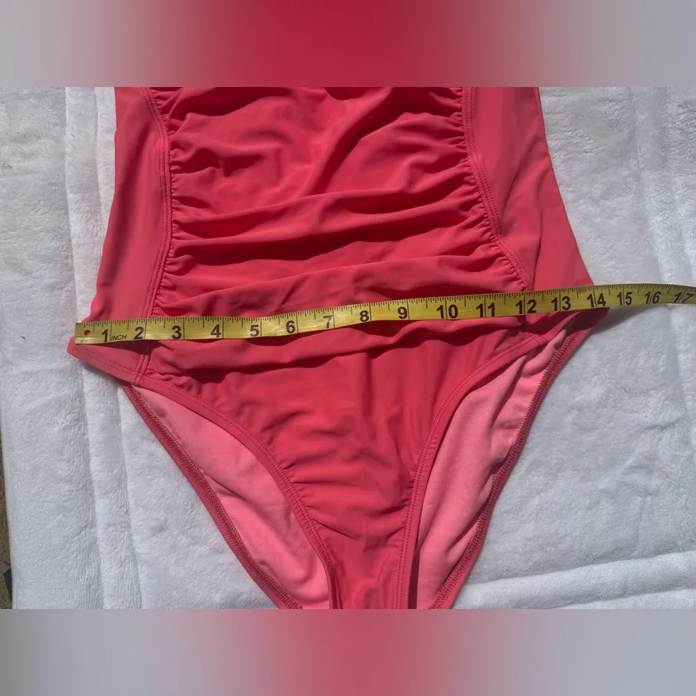 La blanca Vibrant Coral One-Piece Swimsuit  beach resort vacation summer size 8 - Image 6