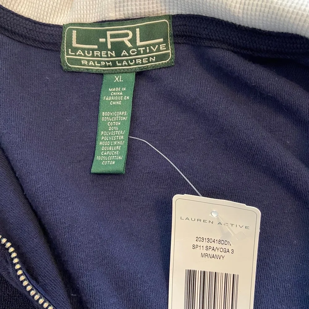 Ralph Lauren Blue Velour Velvet Sweater Hoodie Size XL NWT - Image 7