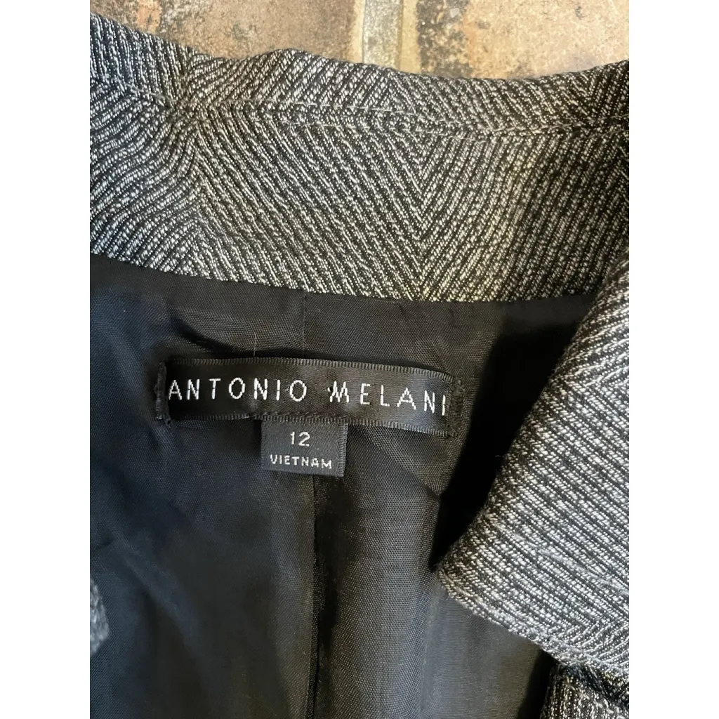 Antonio Melani Herringbone Blazer Size 12 Office Business - Image 4