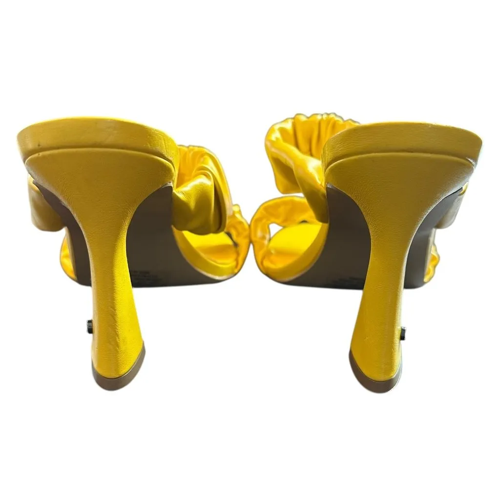 NEW French Connection Yellow Ruched Vegan Leather Heeled Sandals – Size 9 - Image 6