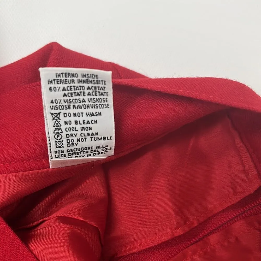 Vintage Wool Cherry Red Pencil Skirt 28 In Waist Italian sz 44 Sexy Capsule Size M - Image 6