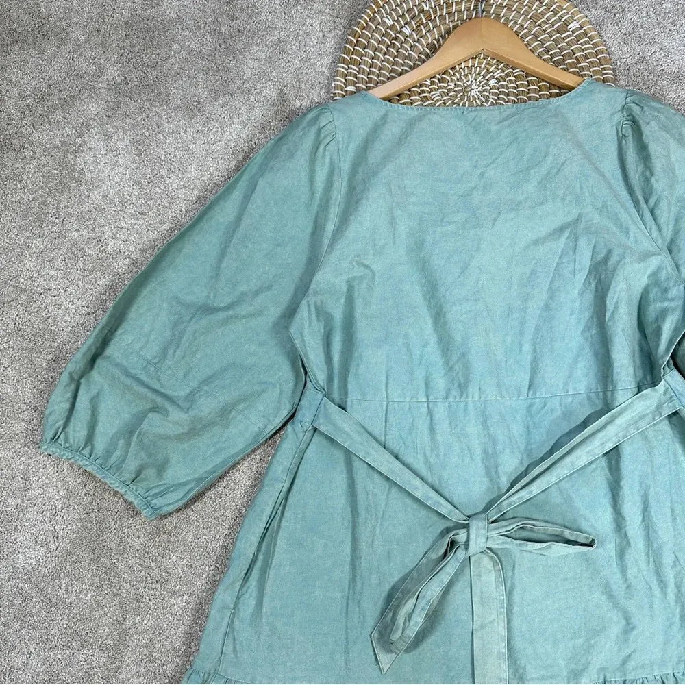 Ava & Viv Plus Size Balloon 3/4 Sleeve A-Line Tiered Dress Flowy in Teal Size X - Image 9