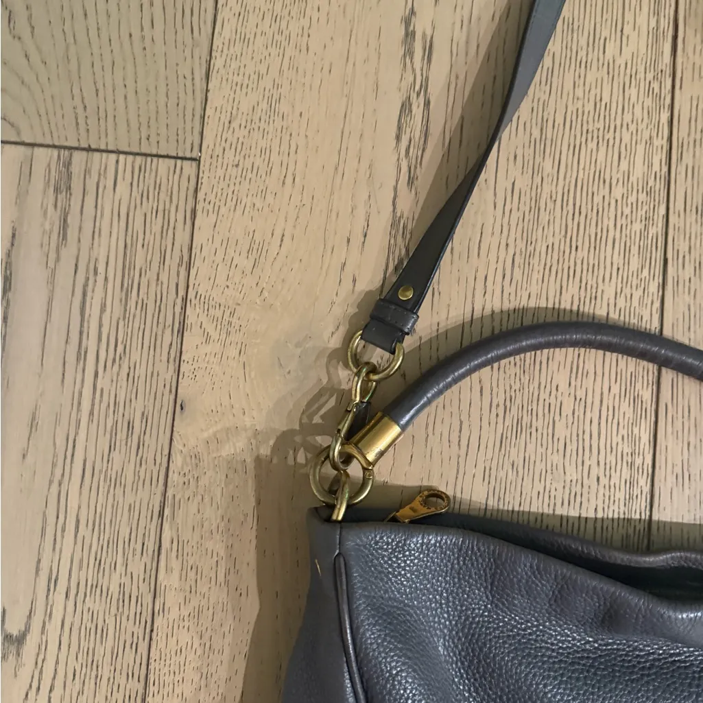 MARC JACOBS Too Hot to Handle GRAY Leather Hobo Shoulder Handbag Tote Carryall - Image 3