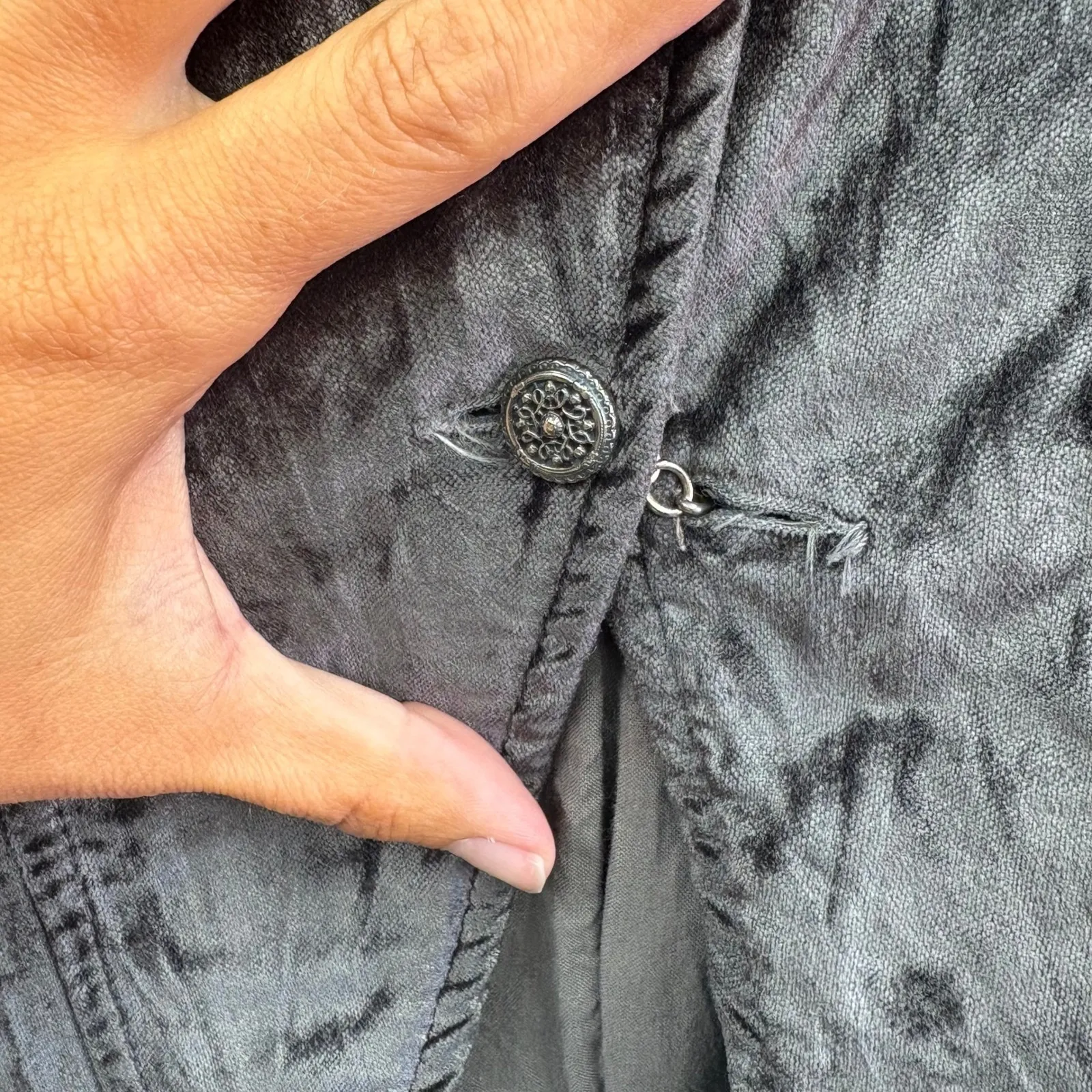 Stefanel Women's Brown Crushed Velvet Button Up Collared Jacket Blazer Elegant M Size M - Image 7