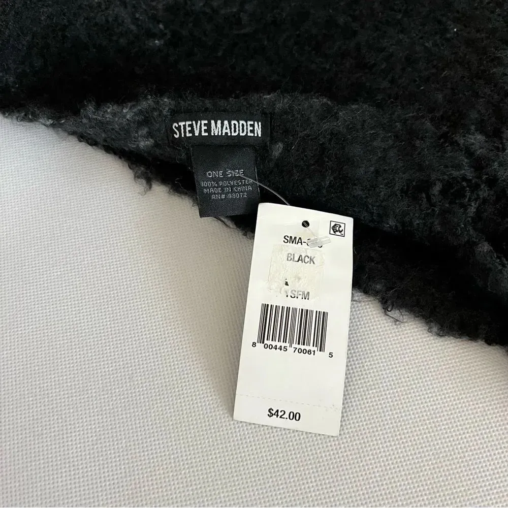 Steve Madden Tie Dyed Scarf Fringe  Super Soft Long Scarf Black Gray Fleece - Image 3