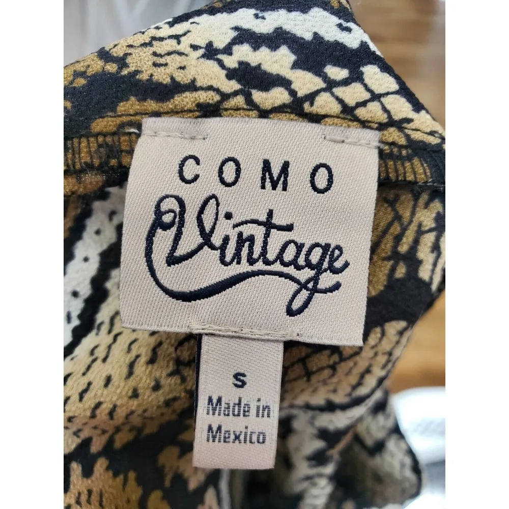 Como Vintage Brown Snakeskin Print Polyester A-Line Drawstring Long Skirt Size S - Image 7