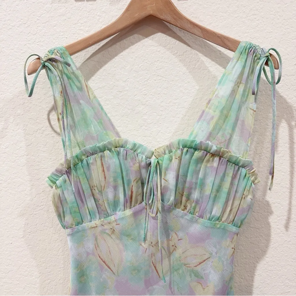 ASTR Aerin Midi Dress Green Yellow Size Small NWT - Image 3