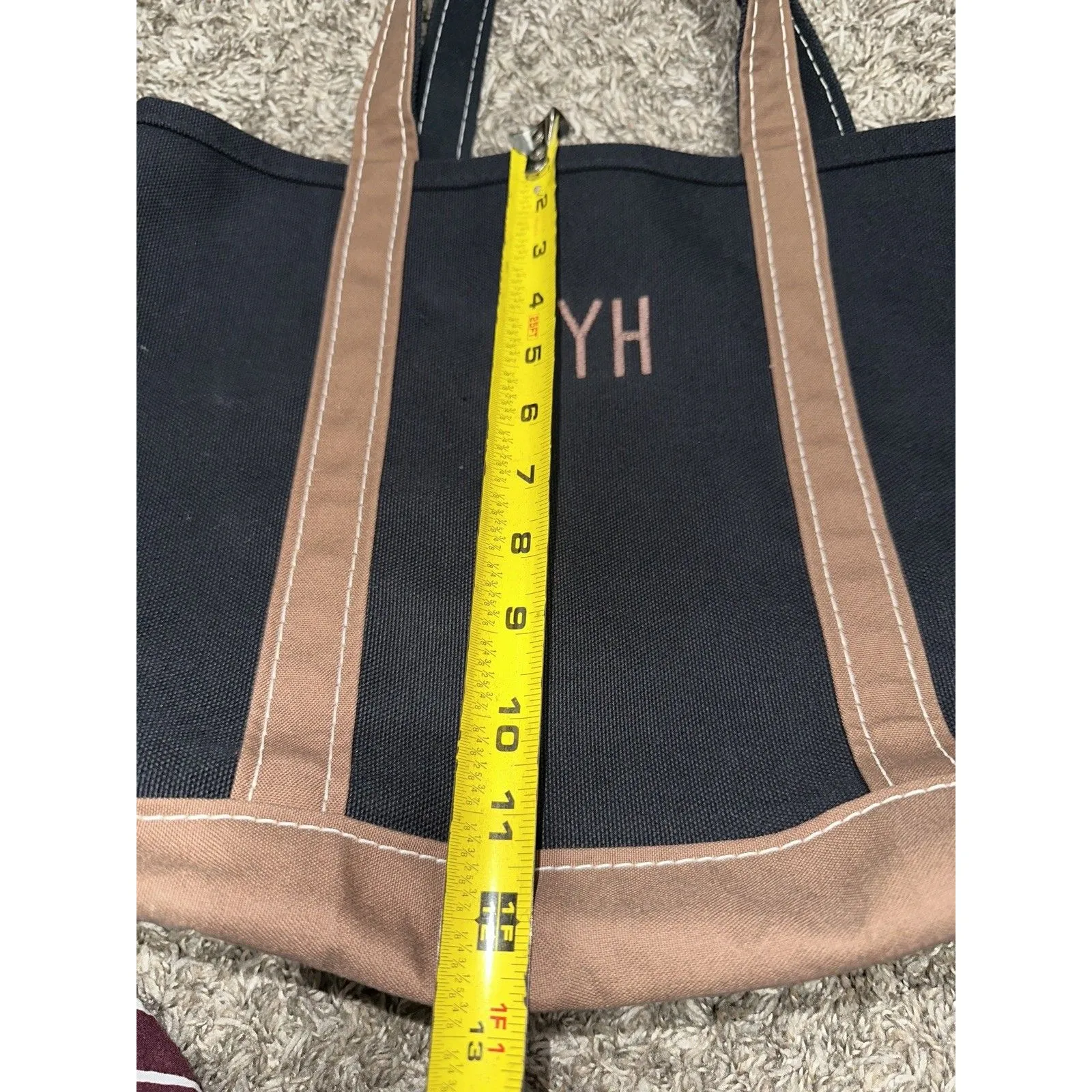 VTG 90s LL Bean Boat & Tote Bag USA Canvas Rare Black Brown medium - Image 7