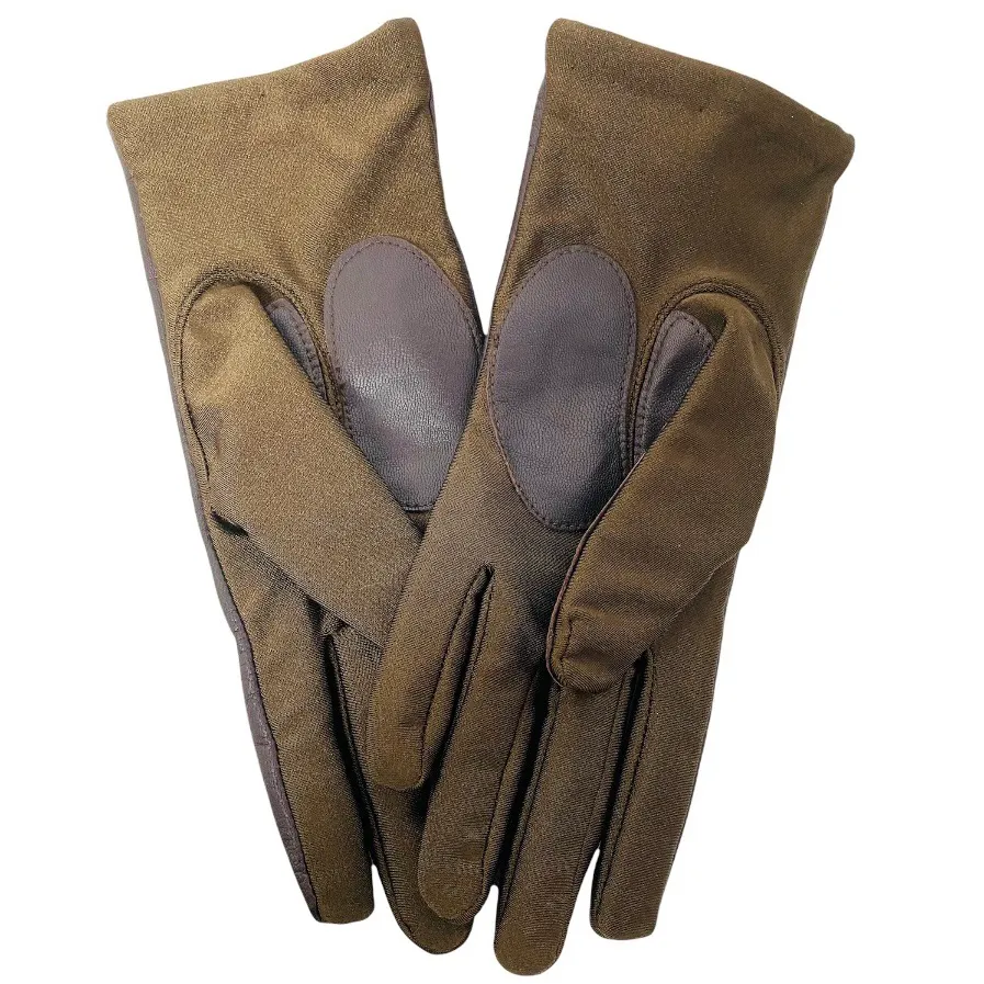 Ladies Brown Leather Driving Gloves With Fabric Palms - Image 3