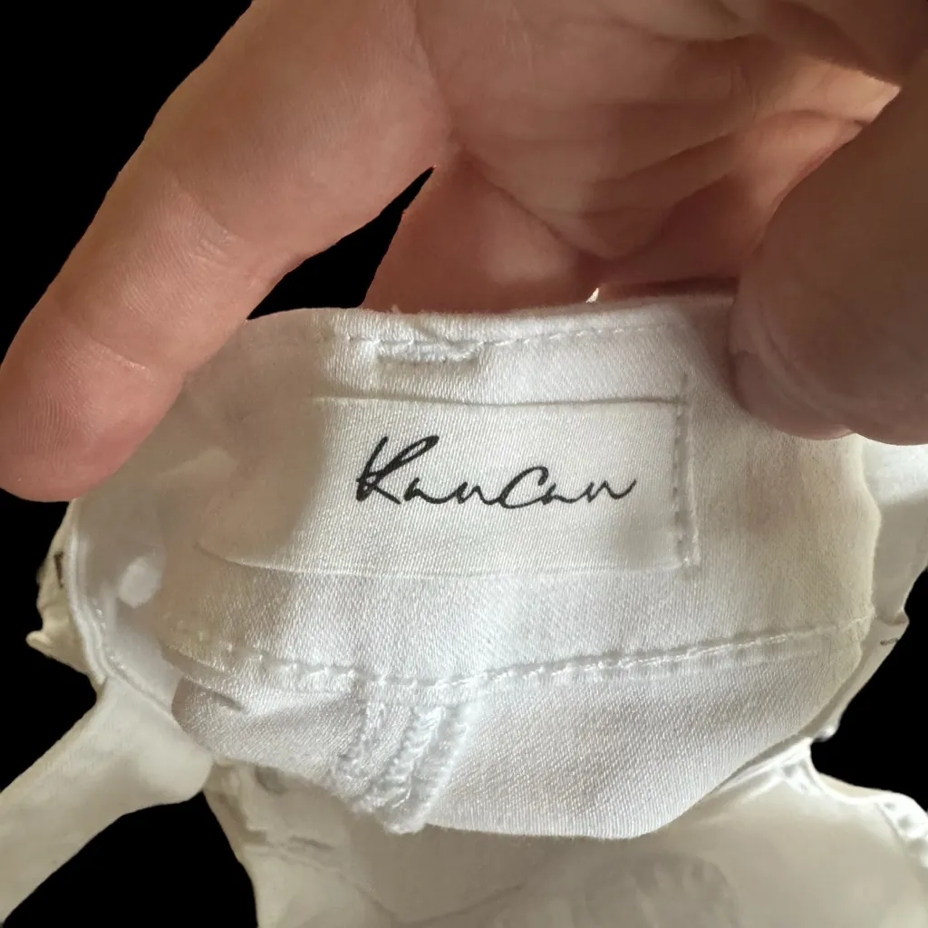 KanCan White Women's Denim Overall Shorts with No Back and Adjustable Straps Size undefined - Image 6