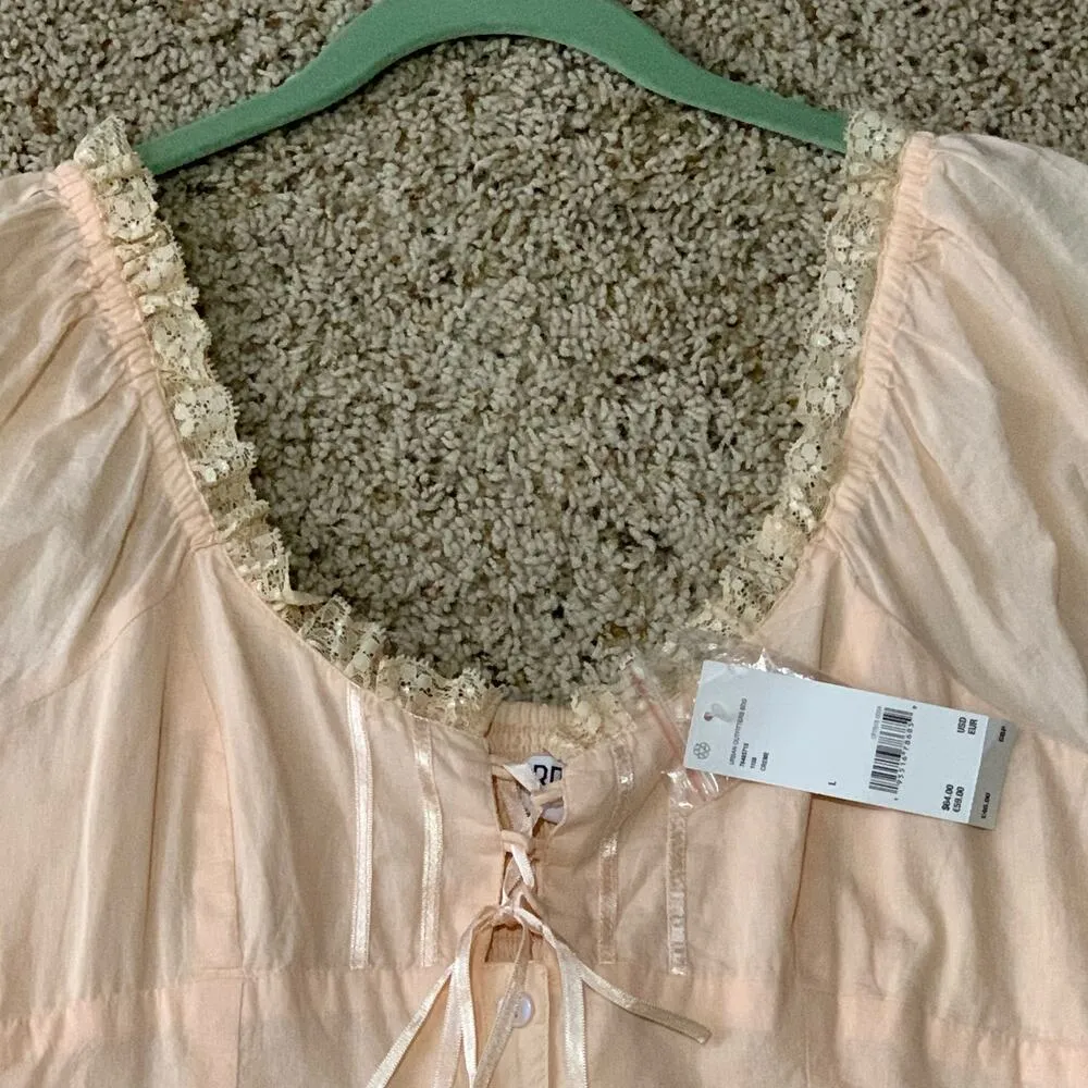 Urban Outfitters BDG UO Peach Lily Playsuit One Piece Romper Shorts Large Creme - Image 4