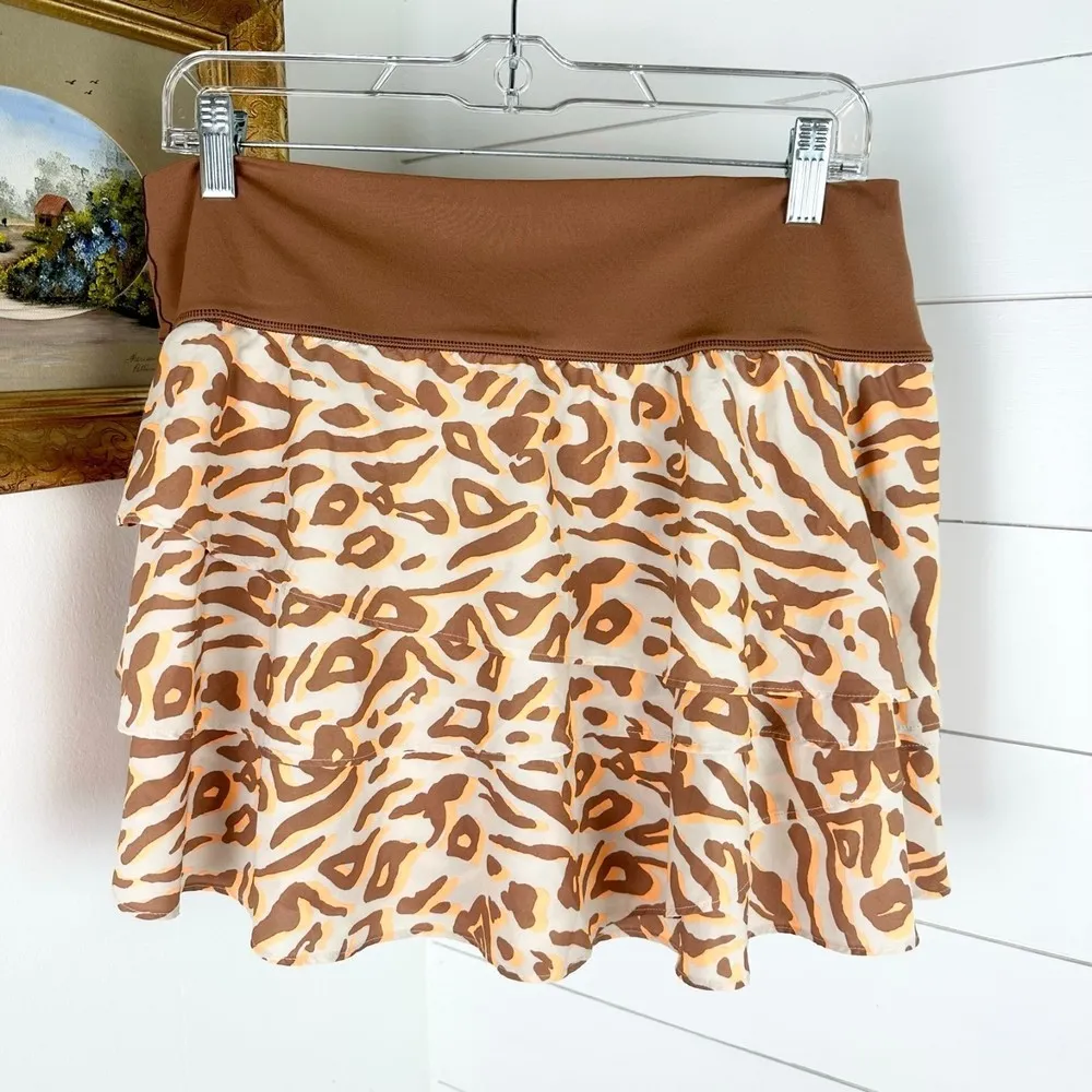 Offline by Aerie Maggie Printed Ruffle Tennis Skirt Skort Leopard Print Size XL - Image 6