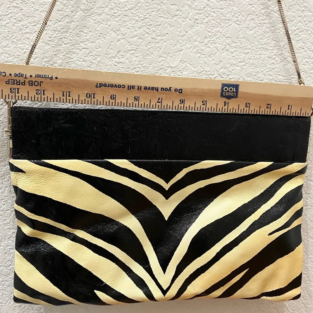 KATE SPADE Brynn Pastiche Black/Cream Zebra Patent Leather Clutch Shoulder Bag - Image 12
