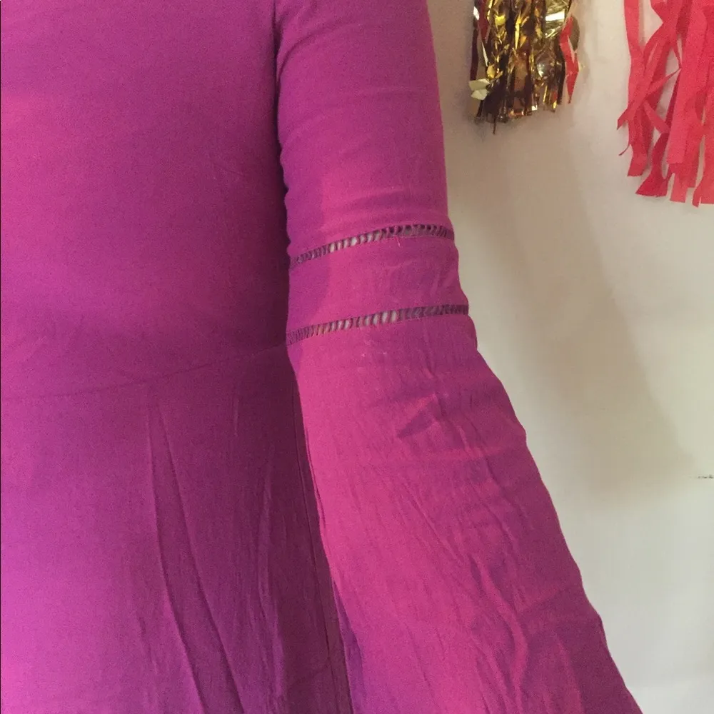 Ann Taylor Loft Bell Sleeve Raspberry Dress Size 10 - Image 2