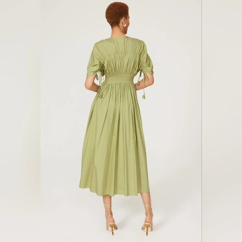 Rtr sz small 4/6 Smocked Waist MISA Los Angeles Marianna Dress green midi a-line - Image 2
