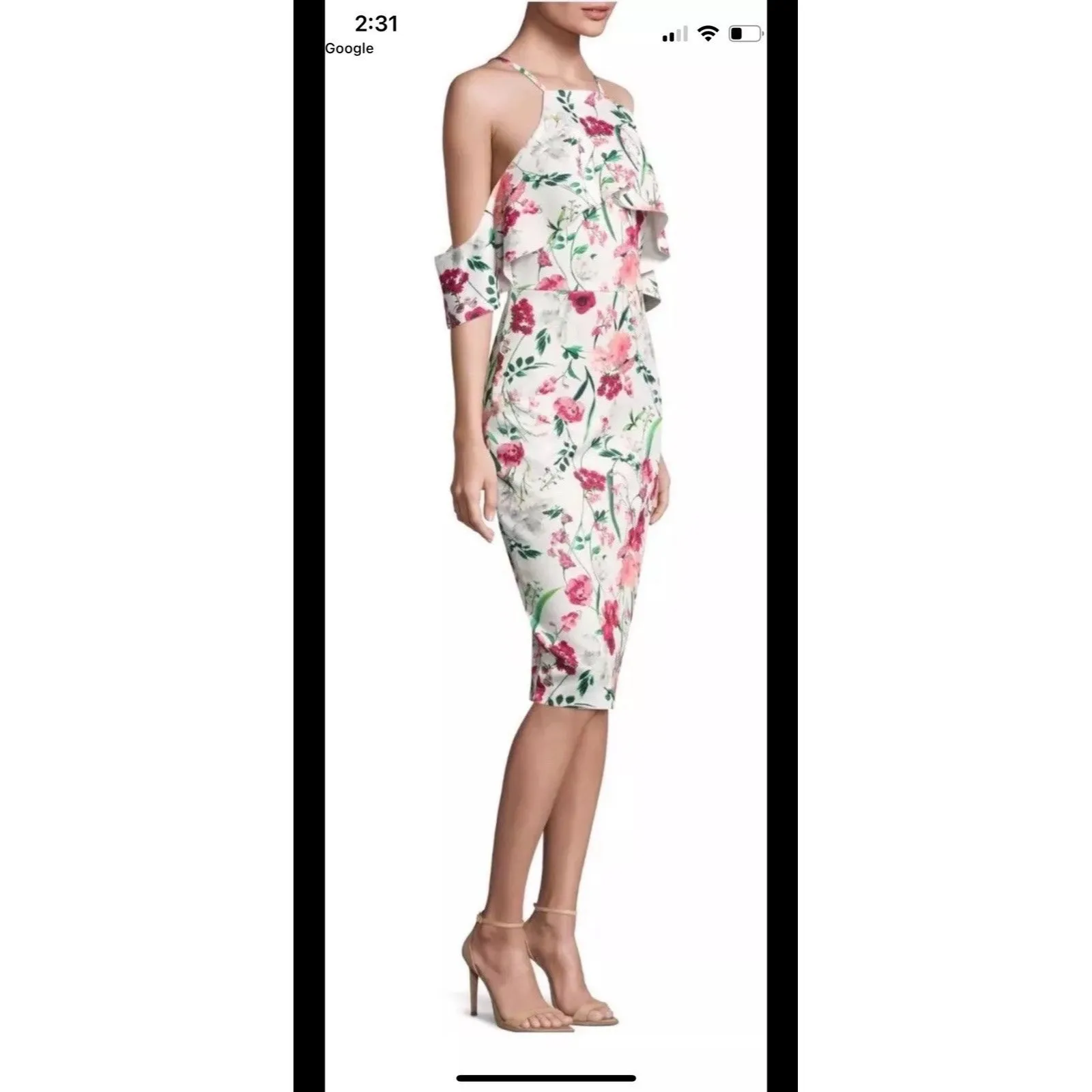 Alexia Admor Floral Sheath Stretch Spring Dress XL Cold Ruffle Shoulder NWT #195 - Image 9
