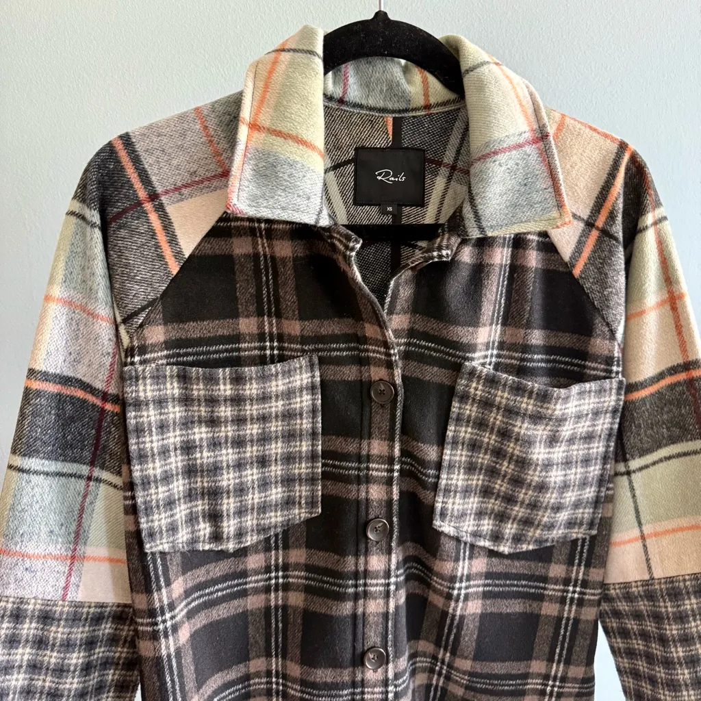 Rails Ridley Shacket Button Up Jacket, Mint Grey Mixed Plaid | Size XS - Image 5