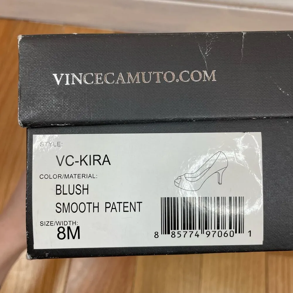 Vince Camuto Blush Patent Heels 8M Open Toe Pumps Womens Career Original Box - Image 8