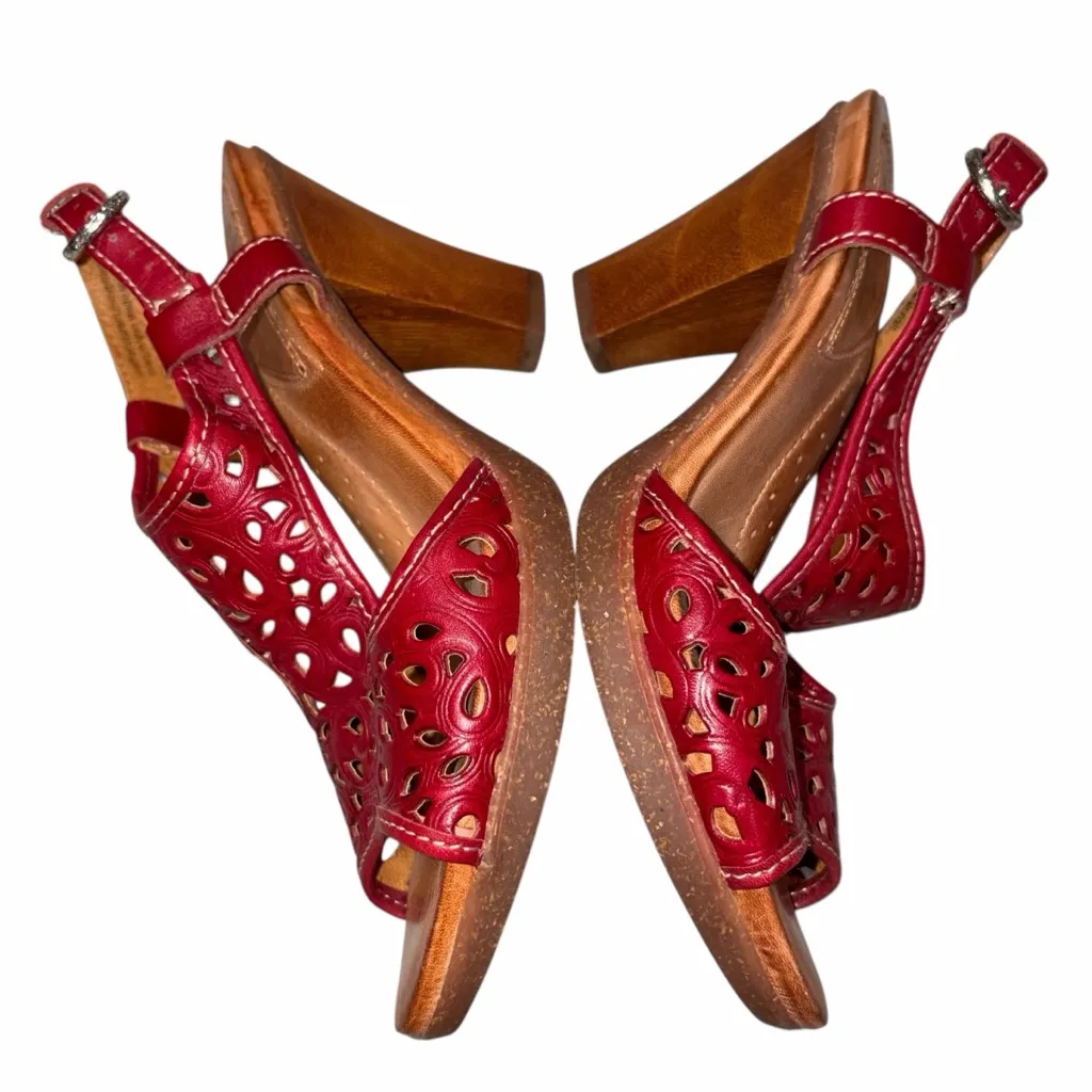 NEW Naya Red Leather Alpine Slingback Heeled Sandals Shoes size 7.5 - Image 7
