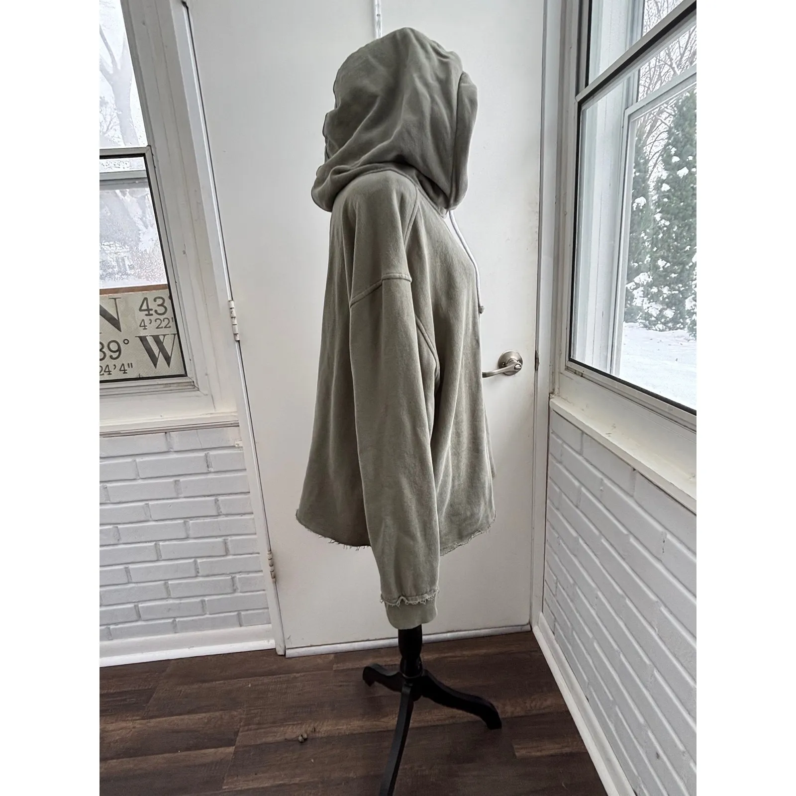 Peace Love World Thankful Mock Neck Hoodie large oversized athleisure gorpcore - Image 5