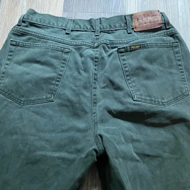 Vintage 90s Straight Leg Green Denim Baggy Mom Jeans Pants 36 30 Heritage Cabin - Image 2