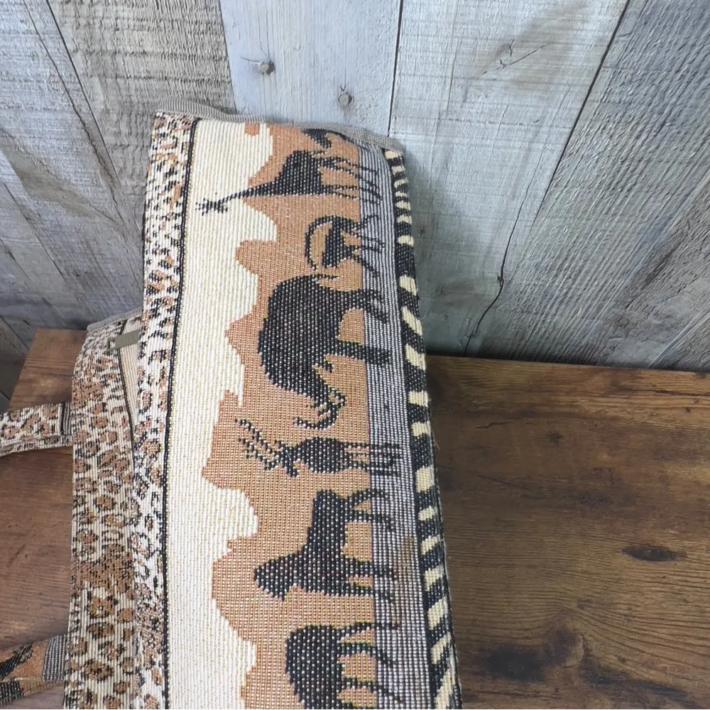 Jade Cloth Animal Print Tote Bag w/Inside Coin Purse Tan - Image 13