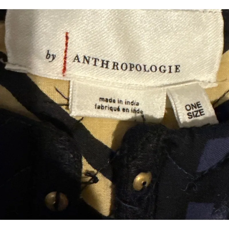 Anthropologie Simona Quilted Vest round neck navy & tan colorblock size medium - Image 11