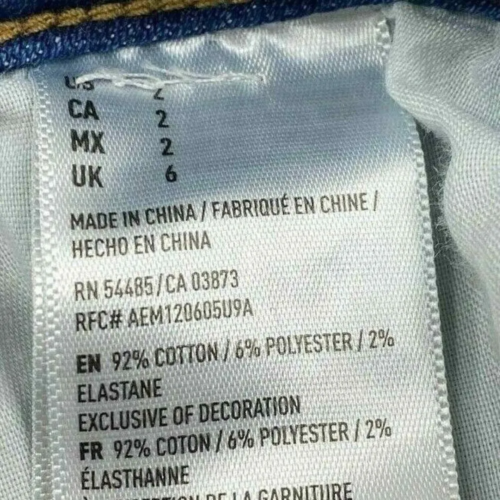 American Eagle Jean Shorts Womens 2 Super Stretch Distressed Blue Cutoff Patches - Image 7