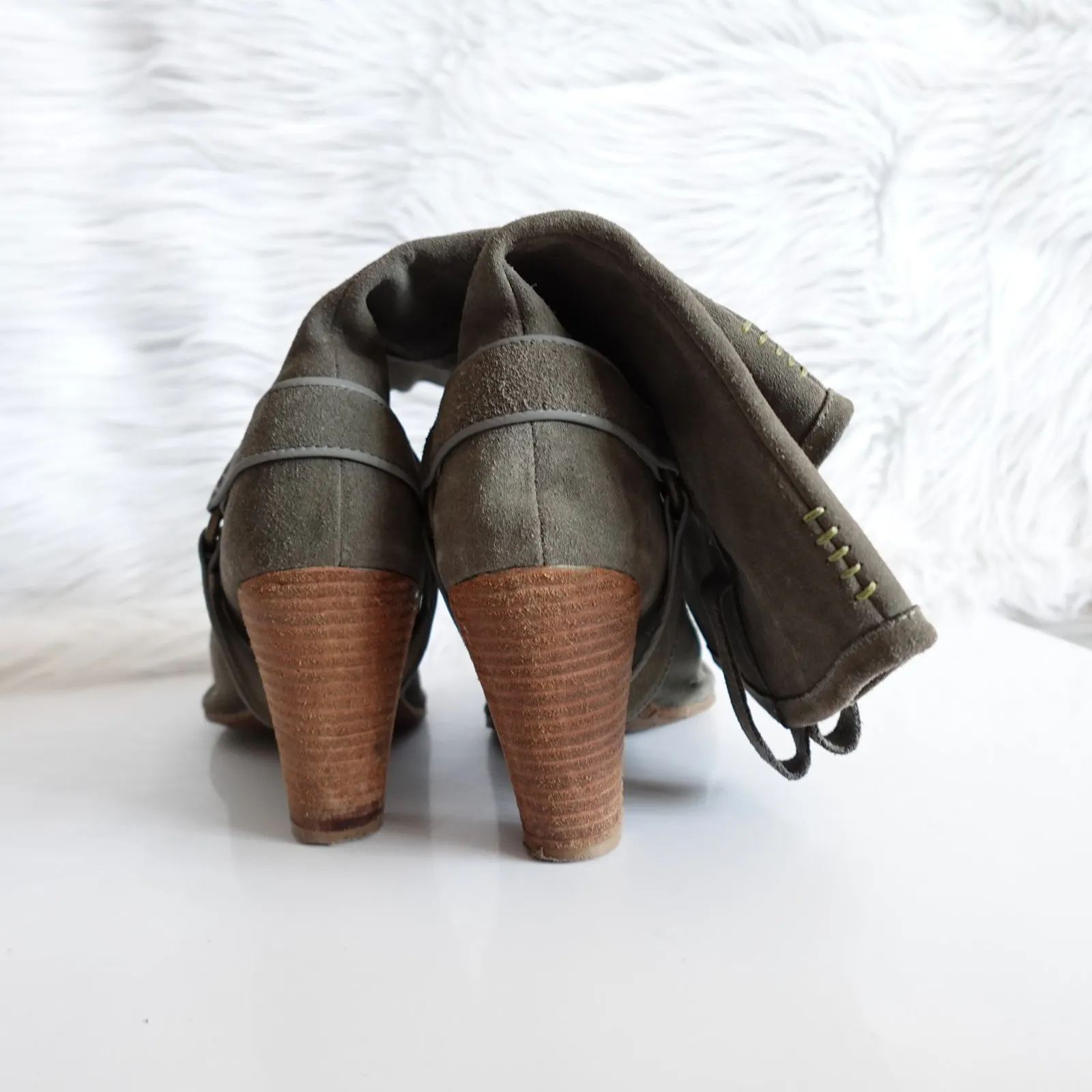 Anthropologie Terra Plana Grey Suede Country Western Cowboy Boots - Image 8