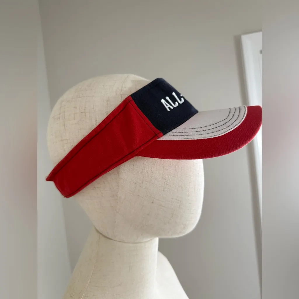 Unisex Red and white visor american cap / hat - Image 6