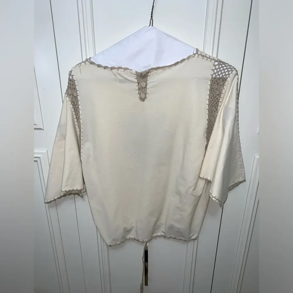 JM Pink Vintage‎ 2 pc embroidered ivory hand crochet skirt set Tan Size M - Image 5