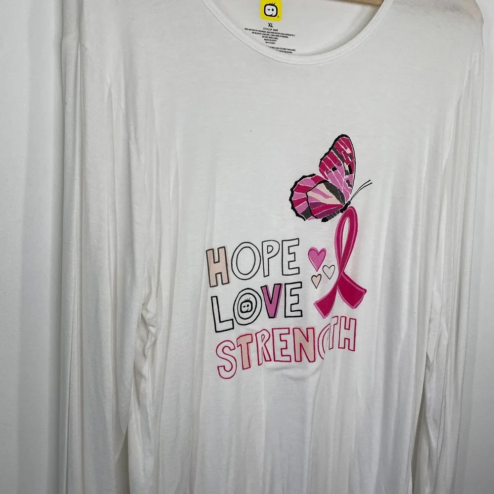 WonderWink Hope Love Strength Breast Cancer Shirt Women's Size X-Large XL - Image 31